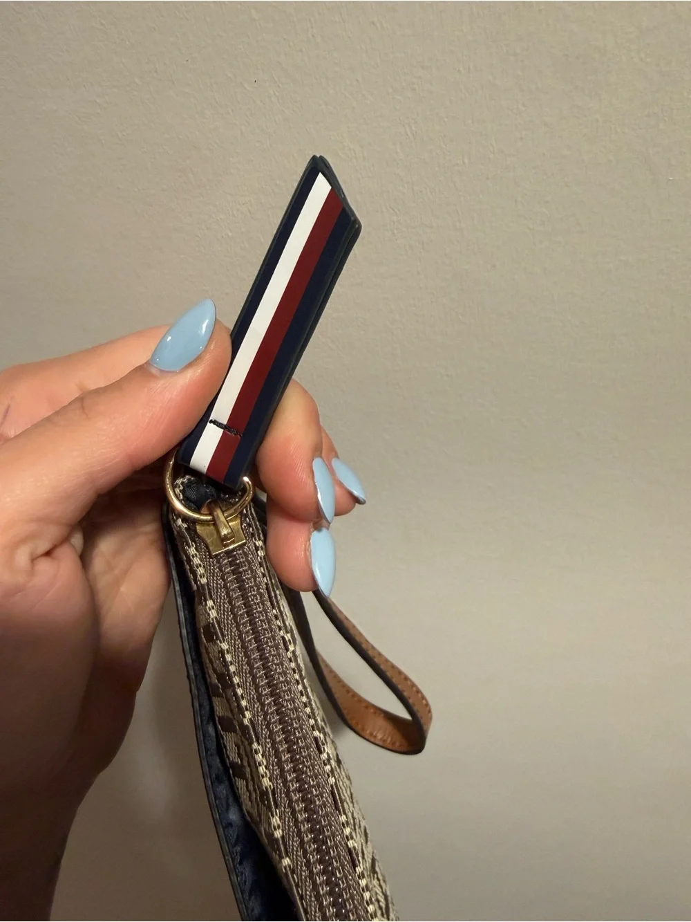 Tommy Hilfiger Brown & Cream Monogram Wristlet